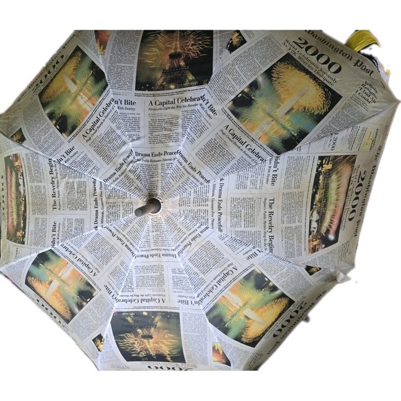 Vintage 2000 Y2K Umbrella The Washington Post Newspaper Y2K Worries Dissipate - Picture 10 of 15
